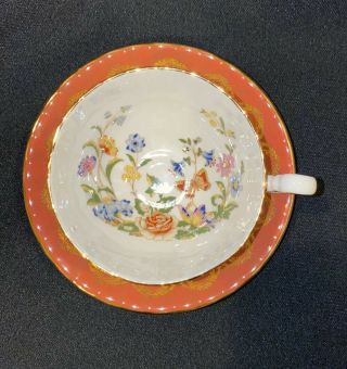 Aynsley Tea Cup & Saucer Butterfly & Flowers Burnt Orange & Gold England