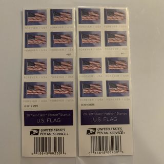 40 (2 Books Of 20) 2019 Us Flag Usps Forever Postage Stamps First Class