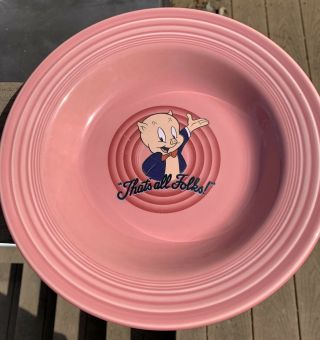 Fiestaware Looney Tunes Porky Pig Rose Rimmed Soup Bowl Fiesta Warner Bros Pink