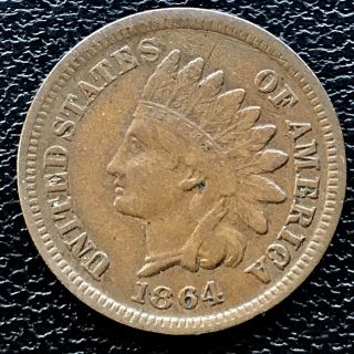 1864 Indian Head Cent With L One Penny Bronze 14117