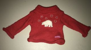 American Girl Doll Sweater (red) With Polar Bear And Snowflakes Monogram