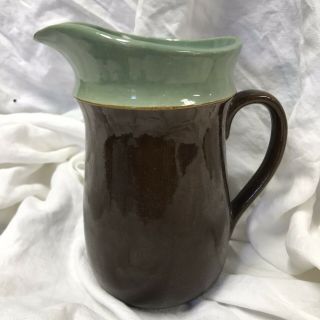 Vintage Red Wing Pottery Water Pitcher Brown And Turquoise With Handle