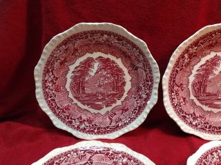 Set of 4 Mason’s Vista England Pink Red Salad Plates 7 7/8” 2