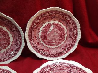 Set of 4 Mason’s Vista England Pink Red Salad Plates 7 7/8” 3