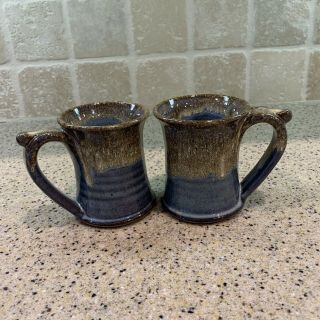 Alewine Pottery Mugs 2017,  Blue & Brown Glaze