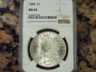 1888 - P Morgan Silver Dollar,  Ngc Ms - 65