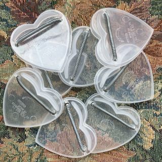 8 Clear Plastic Doll Stands With Springs 2.  5 " Heart Shaped