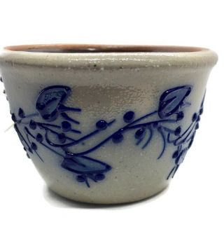 Salmon Falls Pottery Stoneware Bowl,  Blue Berries On The Vine,  1994 Dover,  N.  H.