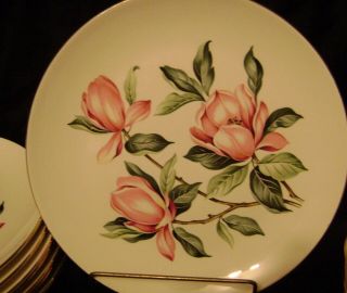 4 - 10 " Homer Laughlin Pink Magnolia Dinner Plates