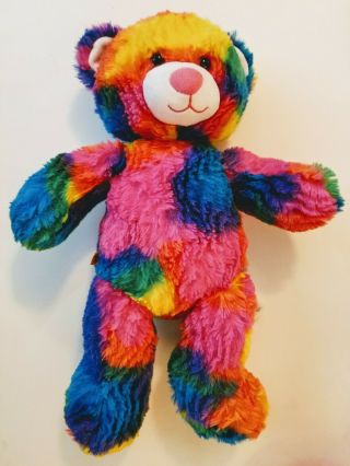 Build - A - Bear Rainbow Tie Dye Neon Bright 17 " Teddy Bear Plush