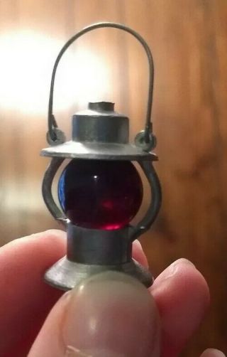 Dollhouse Miniature Lantern Red Globe Metal Accessory Hanging Camping Tabletop