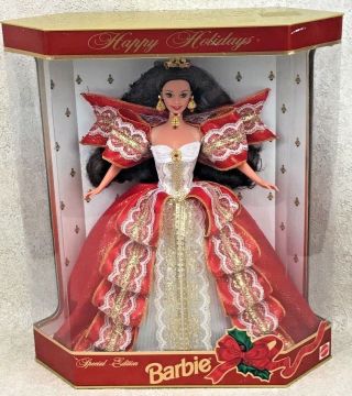 Mattel Barbie Happy Holidays Doll 1997 Special Edition Brunette Nrfb 17832