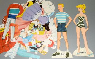 1962 Whitman Publishing Barbie & Ken Paper Dolls With Paper Clothing Cutouts
