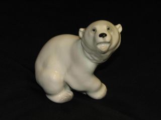 Vintage Lomonosov Russian Porcelain Seated Polar Bear Figurine Russia Old
