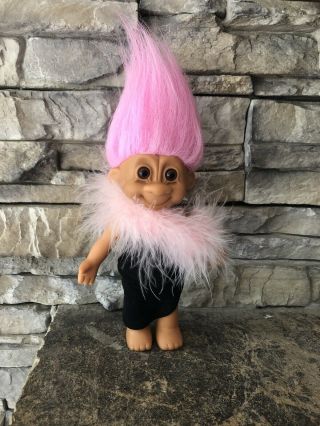 Russ Troll Doll 6” Pink Hair Brown Eyes Tracey Posable Elegant Outfit