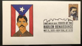 2020 Voice Harlem Renaissance Fdc Hand Drawn Cachet Arturo Schomburg Puerto Rico