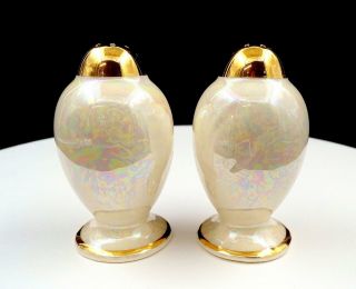 Pearl China Co Mother Of Pearl 2 Piece Porcelain 3 3/4 " Salt And Pepper Shakers