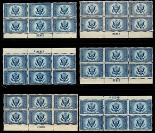 Us Stamps: (6) Ce1 Plate Blocks Of 6,  Og,  Nh ($135.  00)