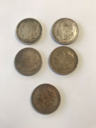 1921 Pds 5 Coin Morgan Silver Dollar Coin Set