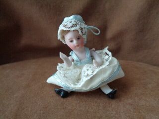 S - Vintage??? Miniature Porcelain Doll With Outfit