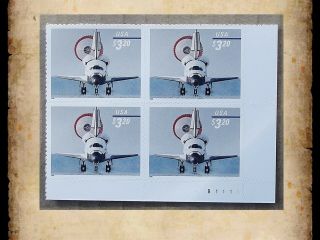 Us Scott 3261 Space Shuttle Landing Plate Block Of 4 Priority Mail $3.  20 Mnh