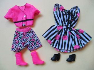 Barbie Favorite Finds Hot Pink Black Lace Up Striped Pirate Dress Shorts Outfits