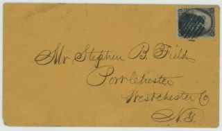 Mr Fancy Cancel 73 Cover Tied Blue Grid Circular Rate Addressed Portchester Ny