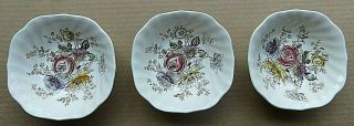3 Vintage Johnson Brothers Ironstone Sheraton 6 1/2 " Cereal Soup Bowls