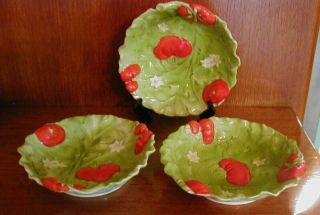 Vintage Royal Bayreuth Green Leaf/tomato 3 Salad Bowls