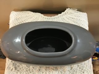Vintage Mid Century Haeger Pottery Ceramic Gray Oval Vase 12” long 3
