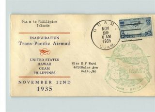Trans - Pacific Airmail With 22 China Clipper Airmail Stamp,  Guam To Philippines