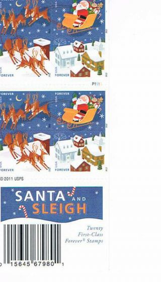 Scott 4712 - 4715 Booklet Pane Of 20 Forever Santa & Sleigh