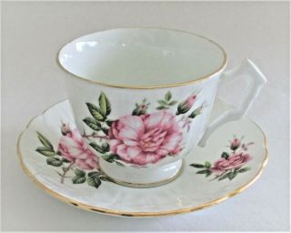 Aynsley Cup And Saucer Pink Roses Gold Trim England