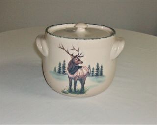 NORTHWOODS by Home & Garden Party DEER ELK Bean Pot Cookie Jar Canister with Lid 2