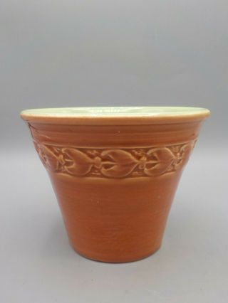 Vintage Red Wing Art Pottery Flower Pot 677 Small 4.  25 " X 5.  25 " Salmon & Green