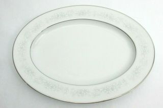Noritake Cumberland Pattern 2225 Oval Serving Platter 11 1/2 " White Flowers