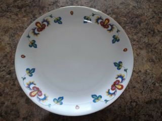 Porsgrund Farmers Rose Luncheon Plate 9.  25 " Norway Blue Red Yellow Flowers Gold
