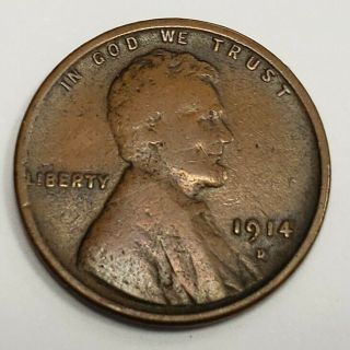 1914 D Us Lincoln Wheat Penny One 1 Cent.  01c Key Date Collector Coin 3lwp1441