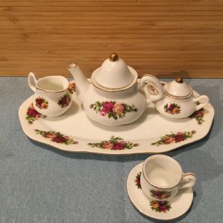 Royal Albert Old Country Roses 5 Pc Porcelain Miniature Tea Set