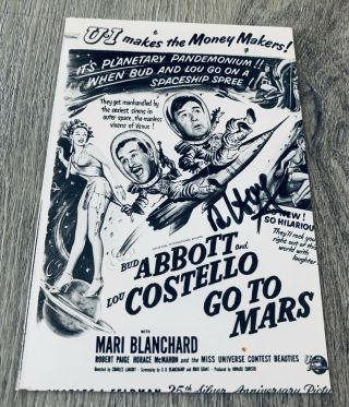 Renate Hoy Miss Germany 1952 Abbott & Costello Go To Mars Signed Retro 4x6 Photo
