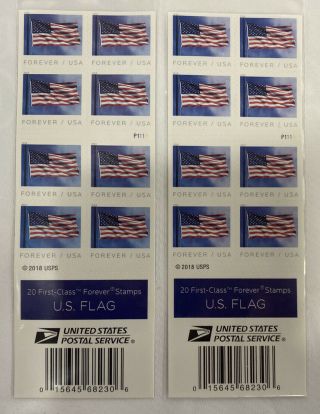 40 Usps Forever First - Class Stamps American Flag (worth $22),