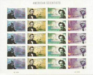 Us Stamp 2011 American Scientists Sheet Of 20 Forever Stamps 4541 - 4544