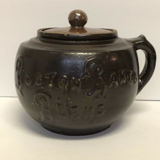 Vintage Stoneware Boston Baked Beans Bean Pot - Jar - Brown