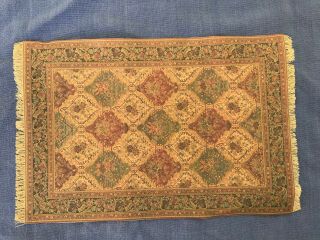 Dollhouse Miniature Printed Oriental - Style Area Rug With Fringe 1:12