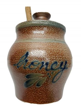 Rowe Pottery Honey Pot – 2007 Salt Glazed Cobalt Stoneware Colors