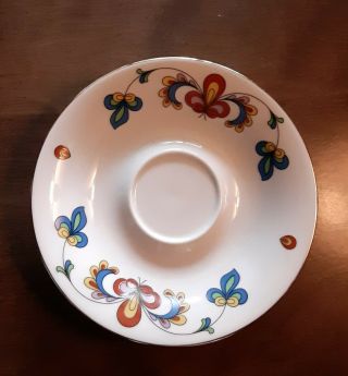 Porsgrund Norway Farmers Rose Scalloped Coffee Cup & Saucer 2