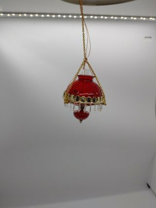 Dollhouse Miniature Chrysolite Victorian Red Hanging Parlor Lamp Kit