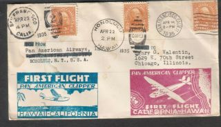 1935 Pan American Clipper First Flight Cover San Francisco To Honolulu & Return