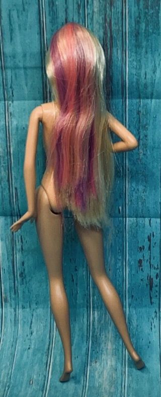 1999 Barbie Doll Blonde Long Highlights of Pink Purple Elbow Bent Heart Ring 2