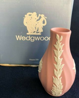 Wedgwood Pink Jasperware Floral Swirl Miniature 3 " Vase Perfume Bottle
